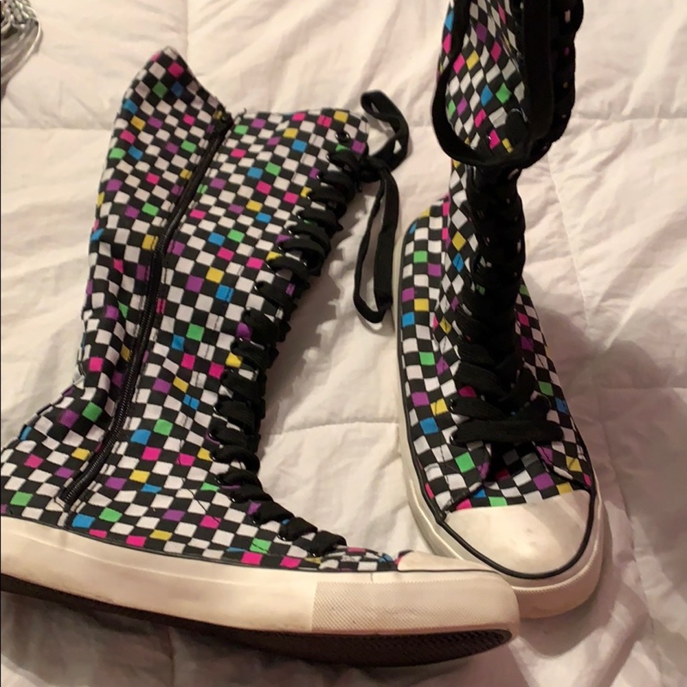 Checker lace up sneakers
